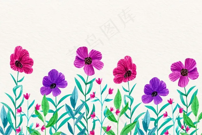 水彩花卉壁纸主题eps,ai矢量模版下载
