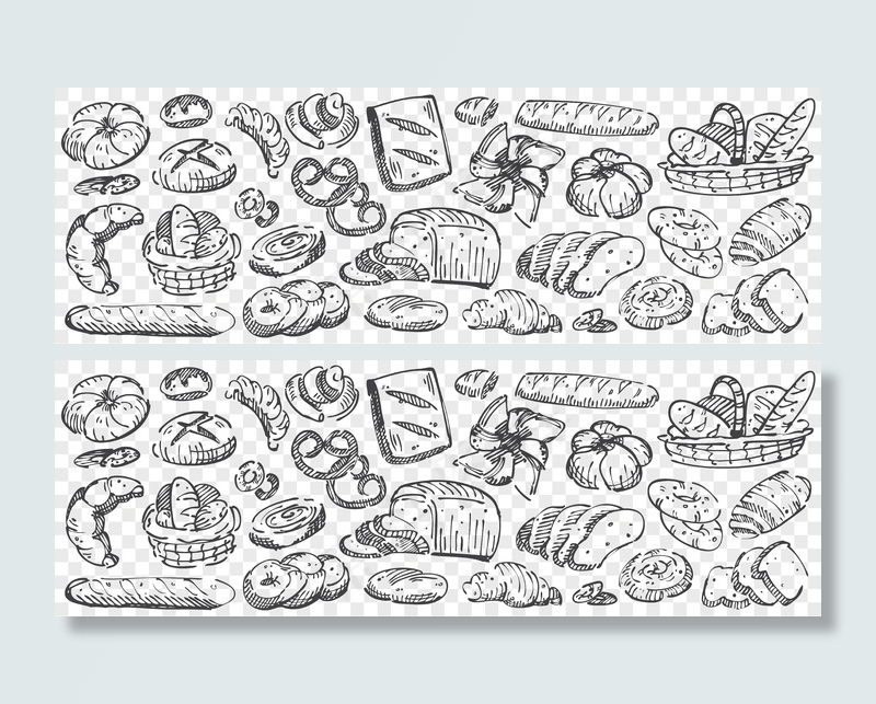 手绘面包涂鸦套装