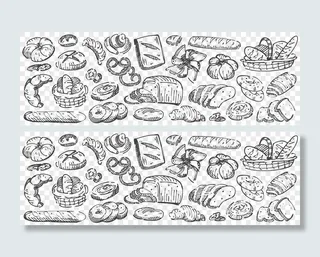 手绘面包涂鸦套装