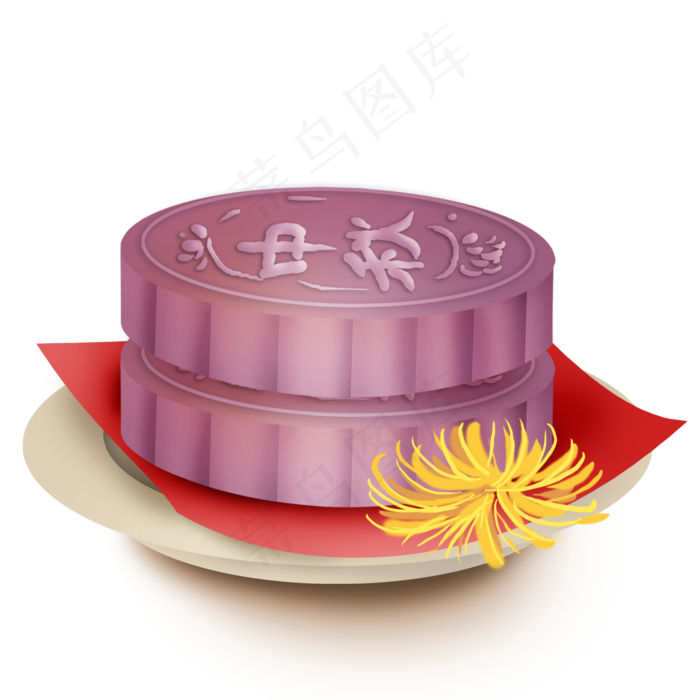 中秋节紫色月饼和金菊(2000X2000(DPI:299))psd模版下载