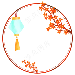 中秋节灯笼圆形边框