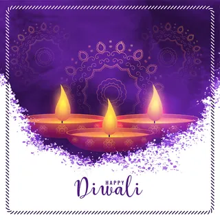 快乐排灯节紫色水彩画抽象背景