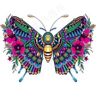 蝴蝶曼荼罗zentangle插图和T恤设计高级