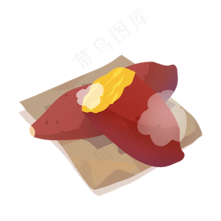 烤地瓜卡通红薯png免抠