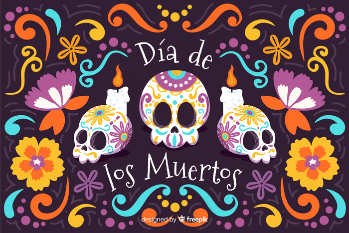 手绘dia de muertos背景