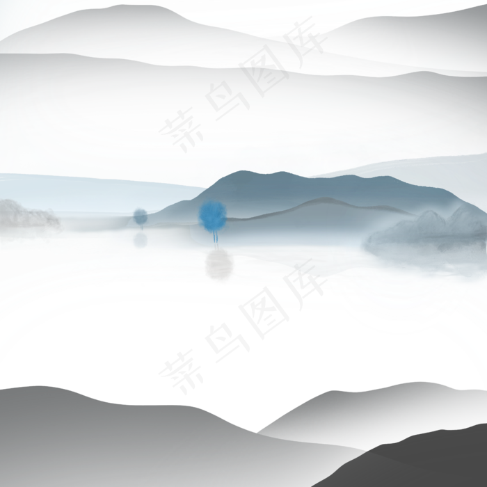 山水画(2500X2500(DPI:300))psd模版下载