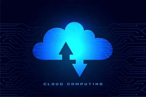 具有下载和上传数据流的云计算概念