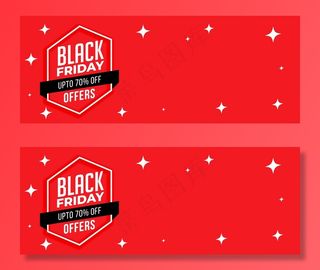 黑色星期五星星红色销售横幅banner设计