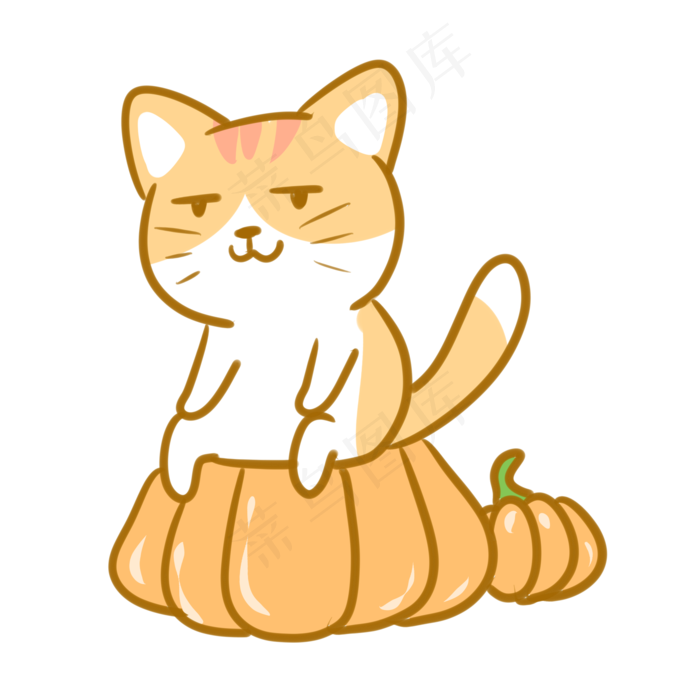 坐在南瓜上的橘猫