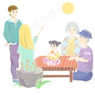 中秋节赏月一家人