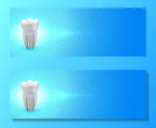 带三维牙齿和文本空间的牙医横幅banner