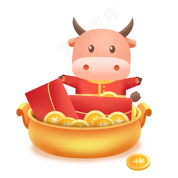 牛年新年红包聚宝盆(1000X1000(DPI:300))psd模版下载