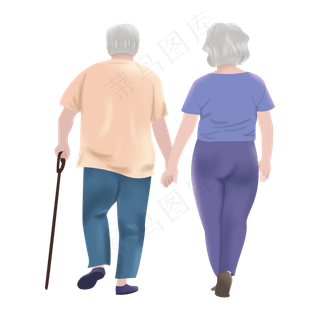 重阳节相扶老人