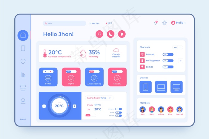 平板电脑智能家居管理界面