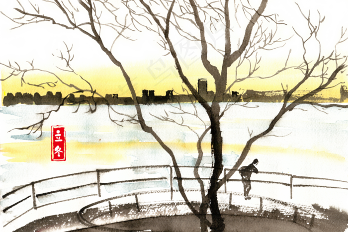 立冬湖边的黄昏(5251X3500(DPI:300))psd模版下载