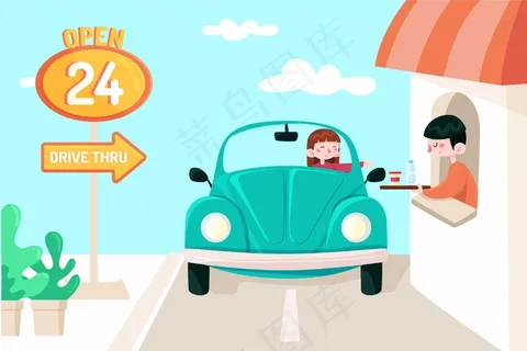 如图所示的驾车通过窗口