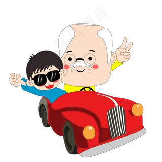 重阳节陪老爸去旅游手绘矢量图