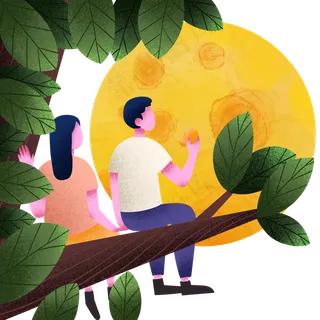 中秋赏月情侣