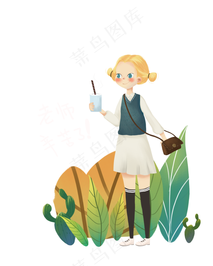 教师节少女系老师卡通人物插画