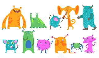 卡通怪物图标套件