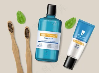 漱口水和竹刷