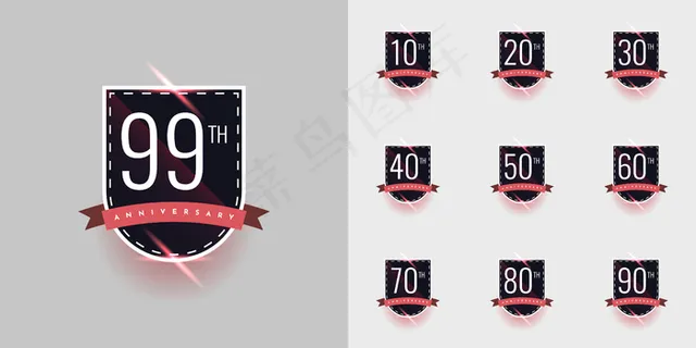 一套周年庆典插图模板