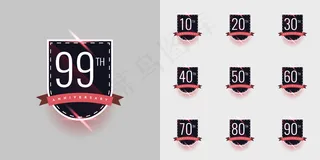 一套周年庆典插图模板