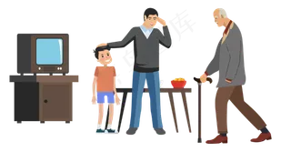 重阳节家人团聚免抠图