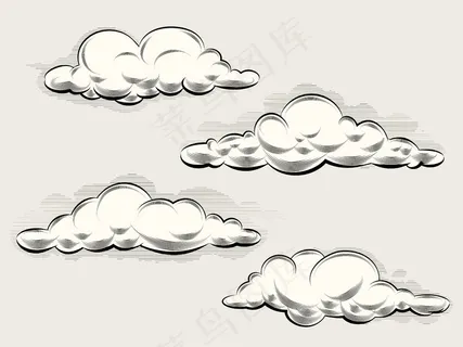 雕刻云彩。艺术和设计的复古元素。矢量图