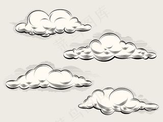 雕刻云彩。艺术和设计的复古元素。矢量图