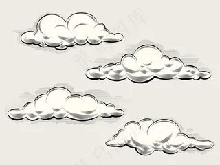 雕刻云彩。艺术和设计的复古元素。矢量图