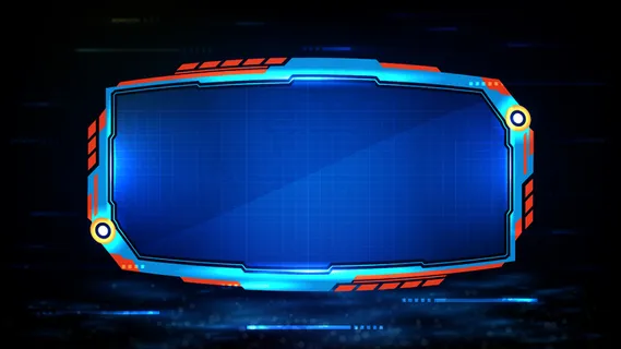 蓝色发光科技的抽象未来背景科幻框架hud ui