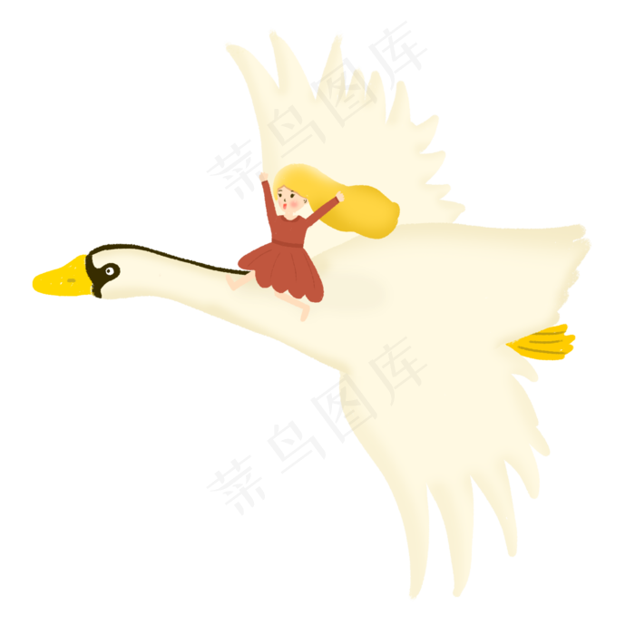 创意秋天寒露女孩骑大雁南飞