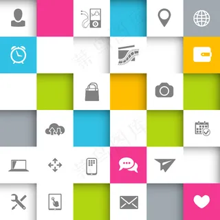 带有正方形和图标的信息图背景