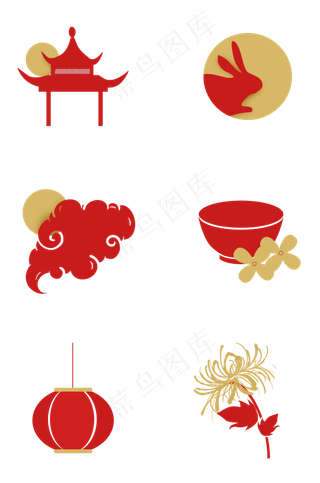 中秋节剪纸图标