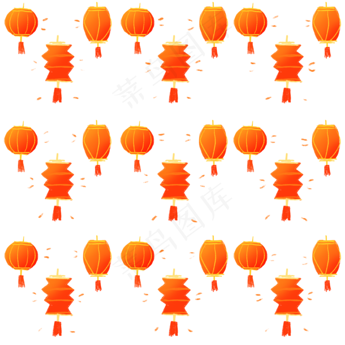 春节过年红色中国风手绘灯笼底纹,免抠元素(2000X2000(DPI:300))psd模版下载