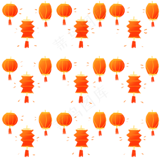 春节过年红色中国风手绘灯笼底纹,免抠元素