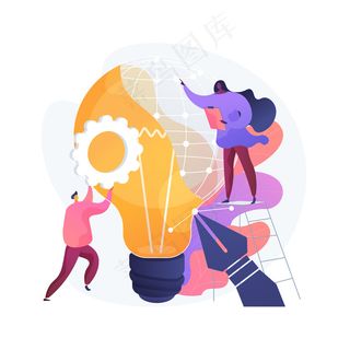 工业设计抽象概念矢量图。产品可用性设计，人机工程学开发，概念，功能和外观工程，提高量产抽象隐喻。