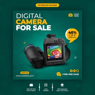 数码相机社交媒体方形宣传单,DM传单模板