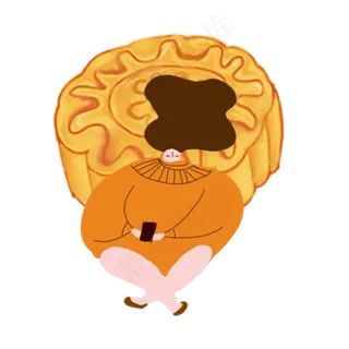 正在吃月饼的女人免扣图