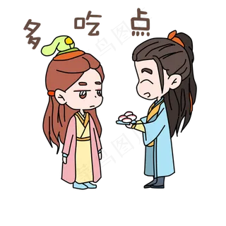 卡通古装七夕人物多吃点表情包