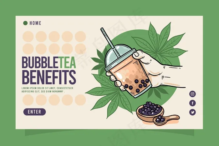 泡茶登录页eps,ai矢量模版下载