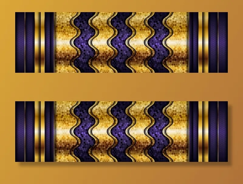 现代紫色背景矢量重叠层，暗影空间，线条金色装饰eps,ai矢量模版下载