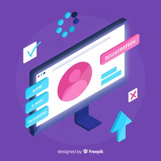 具有等轴测视图的在线注册概念