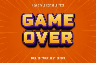 可编辑的文本效果游戏超过颜色黄色和紫色