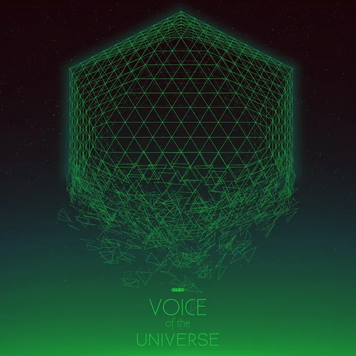 撞击太空绿色物体。带有微小恒星的抽象矢量背景。从底部发出的阳光。抽象空间几何。eps,ai矢量模版下载