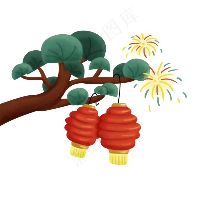 松柏福照红灯笼(3000X3000(DPI:300))psd模版下载