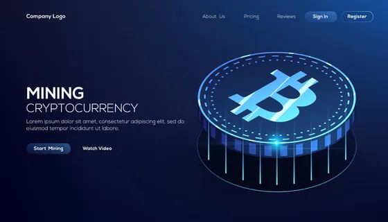 蓝色比特币区块链技术等距概念