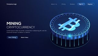 蓝色比特币区块链技术等距概念