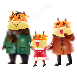 过年看烟花牛家一家人